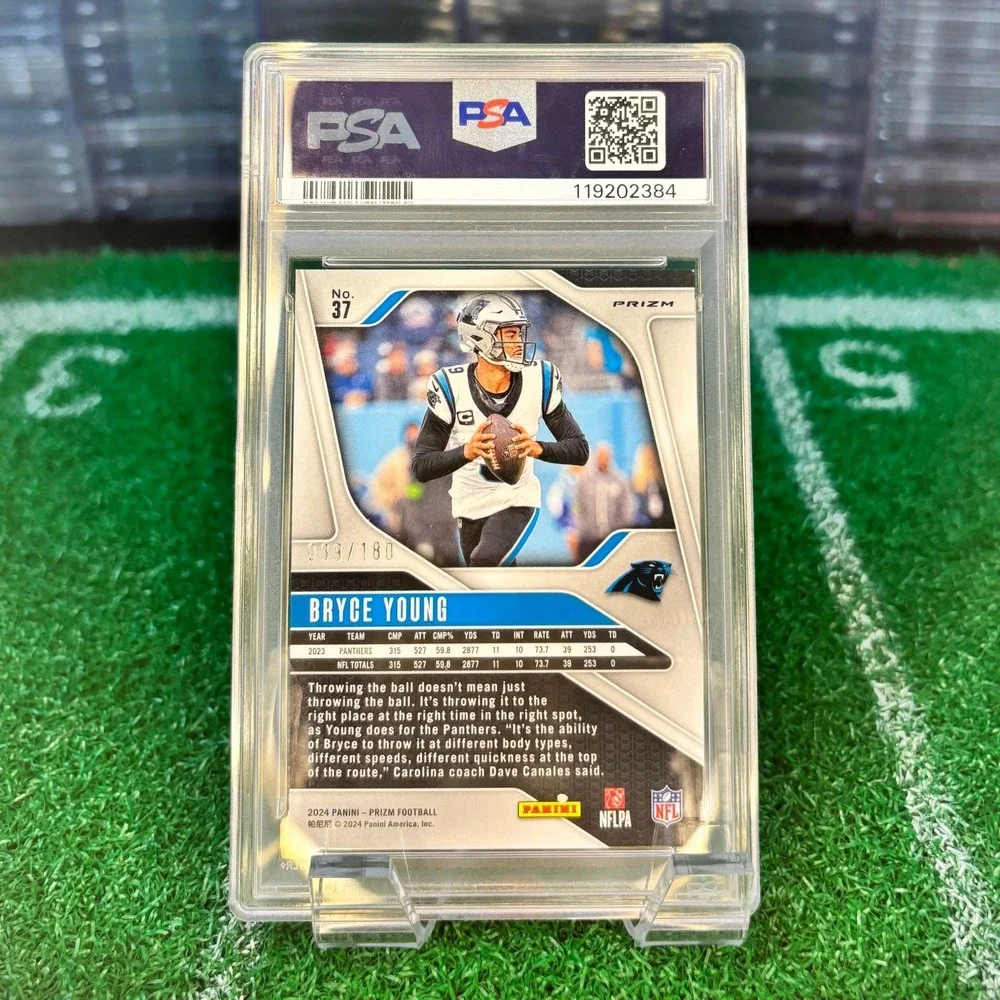 2024 Panini Prizm Bryce Young Green Hyper /180 Panthers PSA 9 Mint #37